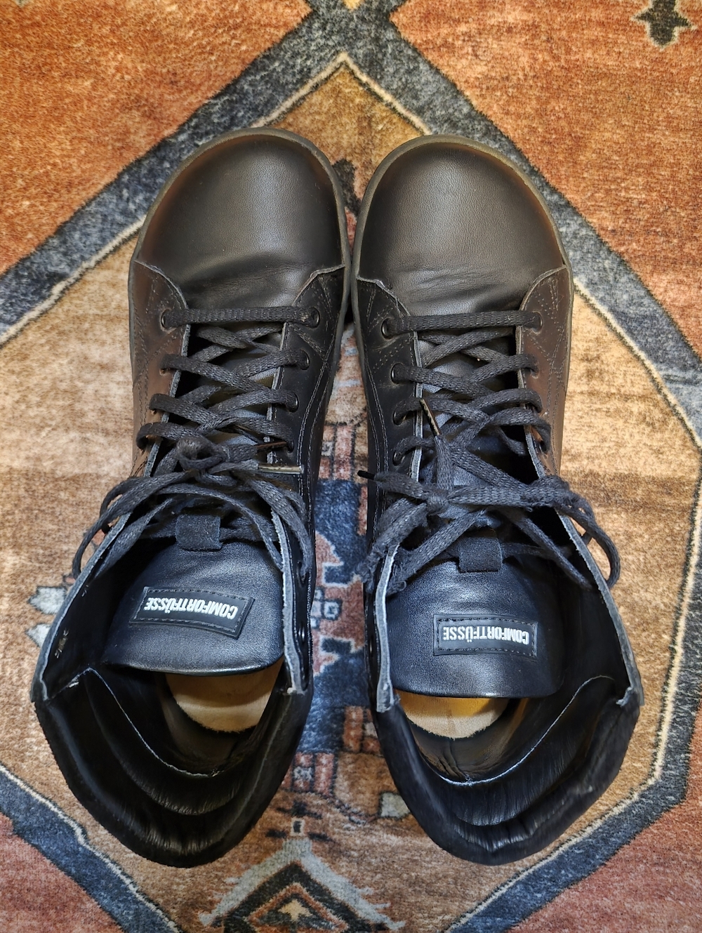 Comfortfusse Black Leather Lace Up Boots - Picture 2 of 5
